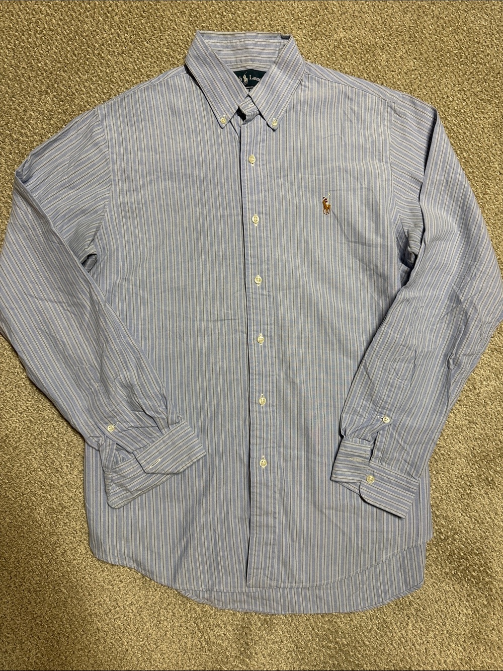 Polo by Ralph Lauren Blue and White Striped Button-Down Shirt